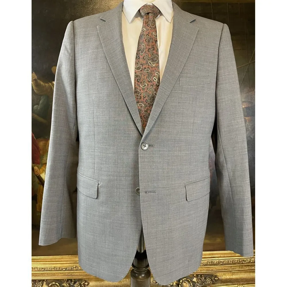Theory‎ 42R XYLO NP Godsford Extra Slim Gray Stretch Wool 2Btn Blazer Jacket